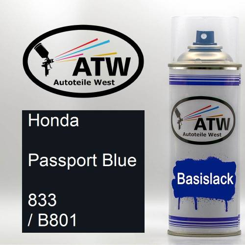Honda, Passport Blue, 833 / B801: 400ml Sprühdose, von ATW Autoteile West.